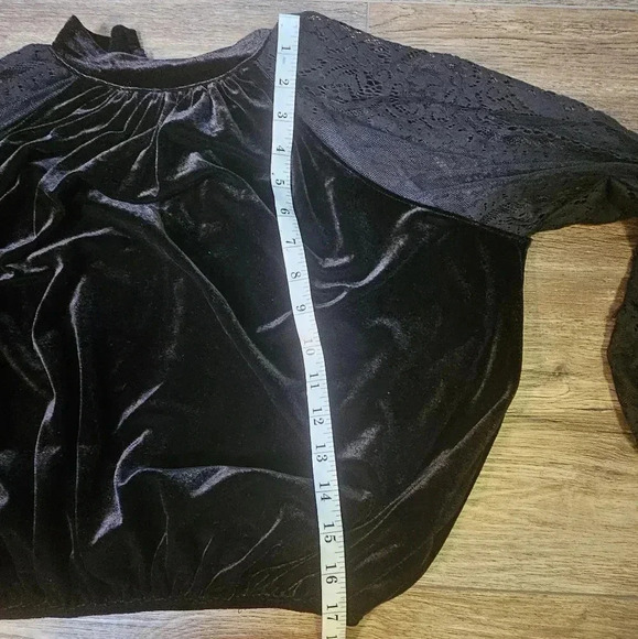 Free People Dream Team Velvet l/ Lace Whimsigoth Black XS Blouse - Picture 10 of 14